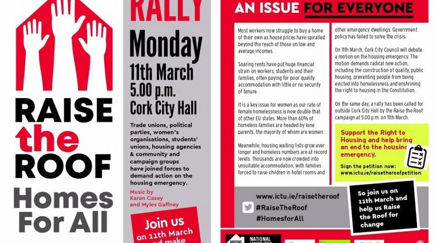 Raise the Roof Rally Cork City Hall 11th March 2019 5.00pm